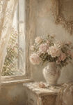 Πίνακας σε Καμβά VINTAGE DARK ACADEMIA VASE BY A WINDOW