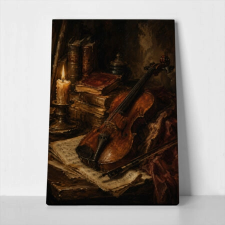 Πίνακας σε Καμβά VINTAGE DARK ACADEMIA VIOLIN