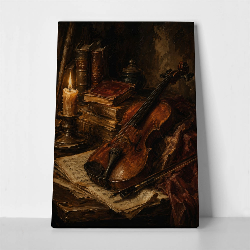 Πίνακας σε Καμβά VINTAGE DARK ACADEMIA VIOLIN