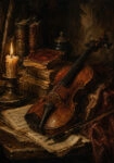 Πίνακας σε Καμβά VINTAGE DARK ACADEMIA VIOLIN