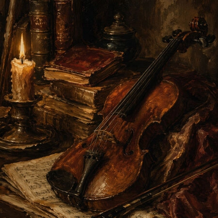 Πίνακας σε Καμβά VINTAGE DARK ACADEMIA VIOLIN - Vintage Sticky 5