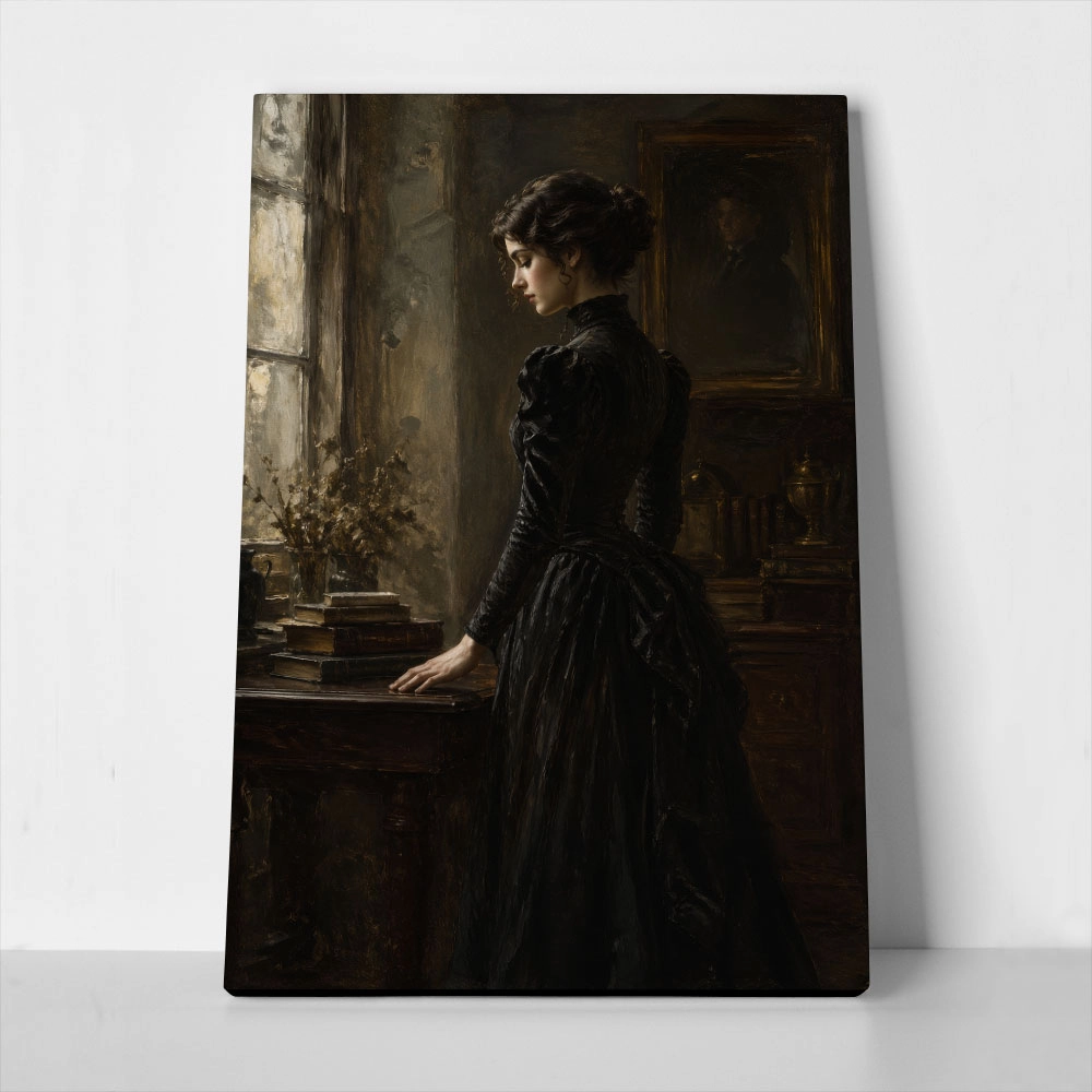 Πίνακας σε Καμβά VINTAGE DARK ACADEMIA WOMAN 11