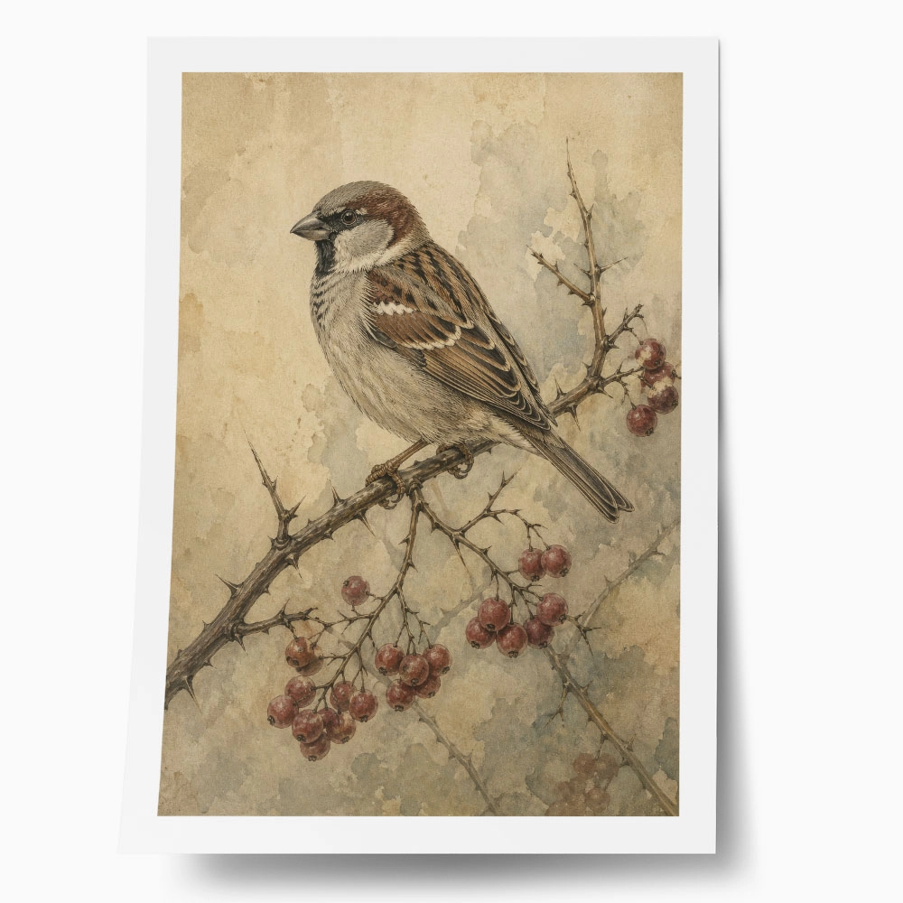 Poster VINTAGE DARK ACADEMIA BIRD 2
