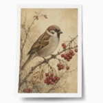 Poster VINTAGE DARK ACADEMIA BIRD 4