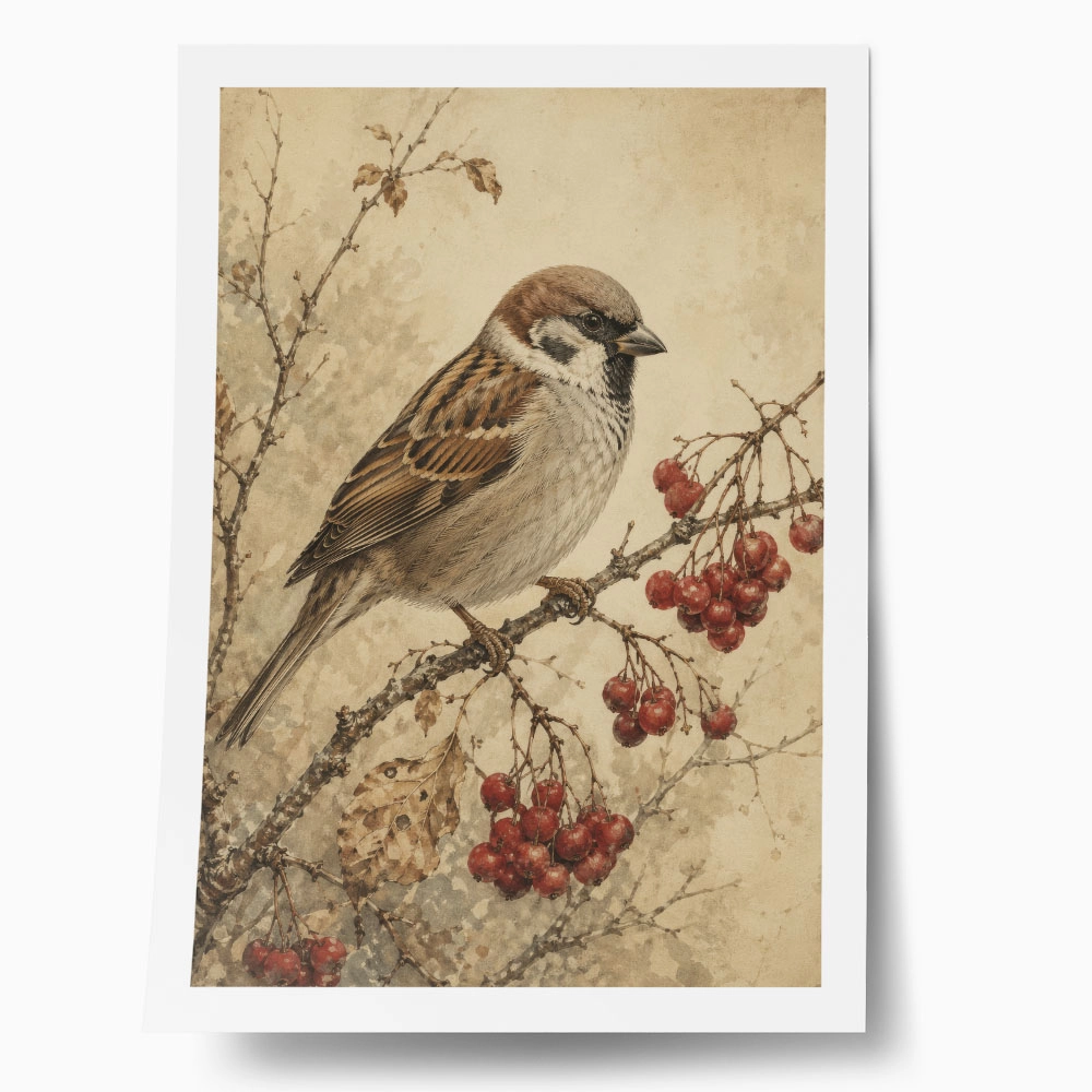 Poster VINTAGE DARK ACADEMIA BIRD 4