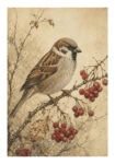 Poster VINTAGE DARK ACADEMIA BIRD 4