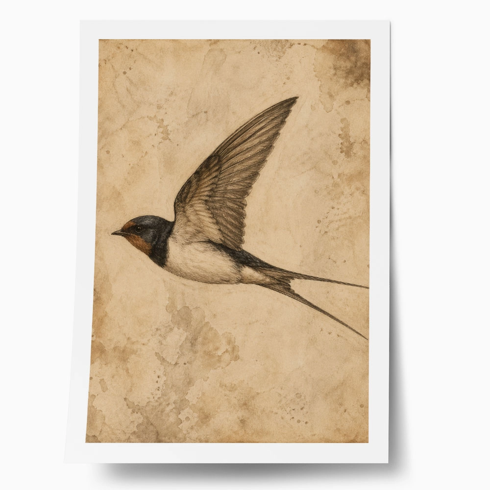 Poster VINTAGE DARK ACADEMIA BIRD 5