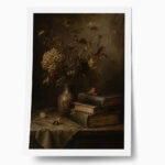 Poster VINTAGE DARK ACADEMIA BOOKS AND DRIED FLOWERS