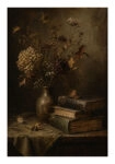 Poster VINTAGE DARK ACADEMIA BOOKS AND DRIED FLOWERS