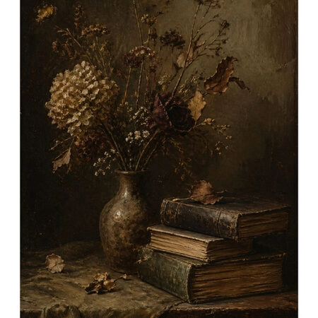 Poster VINTAGE DARK ACADEMIA BOOKS AND DRIED FLOWERS -  Sticky 2