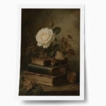 Poster VINTAGE DARK ACADEMIA BOOKS AND ROSES 3