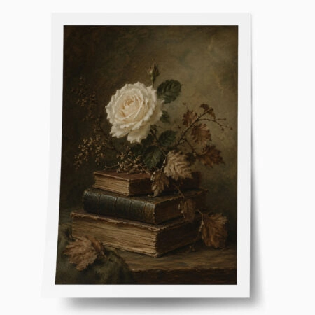 Poster VINTAGE DARK ACADEMIA BOOKS AND ROSES 3 - 