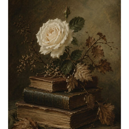 Poster VINTAGE DARK ACADEMIA BOOKS AND ROSES 3 -  Sticky 2