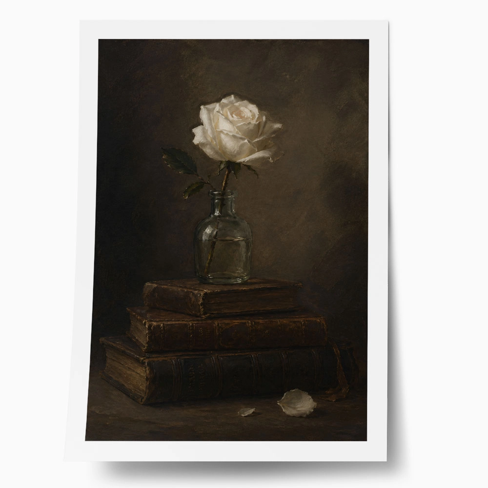 Poster VINTAGE DARK ACADEMIA BOOKS AND ROSES 4