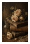 Poster VINTAGE DARK ACADEMIA BOOKS AND ROSES