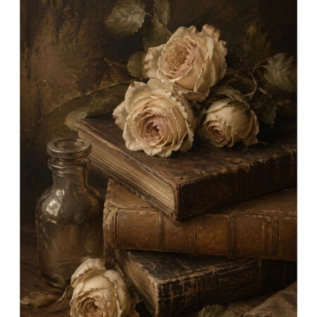 Poster VINTAGE DARK ACADEMIA BOOKS AND ROSES -  Sticky 2
