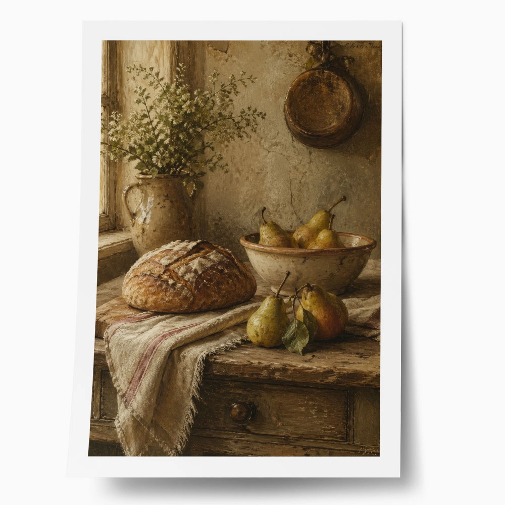 Poster VINTAGE DARK ACADEMIA BREAD AND PEARS