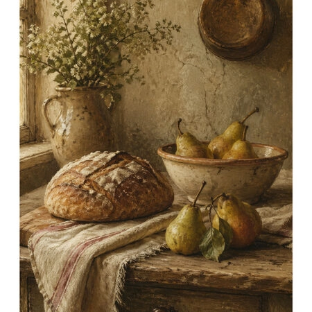 Poster VINTAGE DARK ACADEMIA BREAD AND PEARS -  Sticky 2