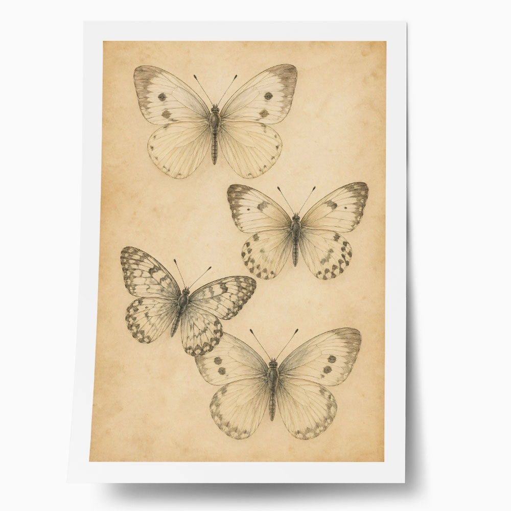 Poster VINTAGE DARK ACADEMIA BUTTERFLIES 2