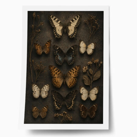 Poster VINTAGE DARK ACADEMIA BUTTERFLIES - 