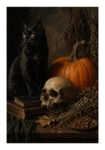 Poster VINTAGE DARK ACADEMIA CAT AND SKULL