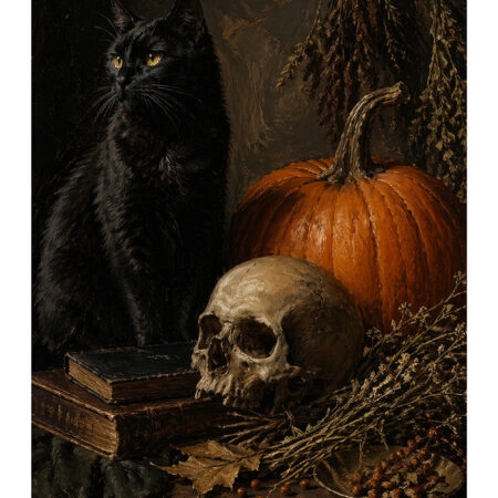 Poster VINTAGE DARK ACADEMIA CAT AND SKULL -  Sticky 2