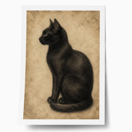Poster VINTAGE DARK ACADEMIA CAT - 