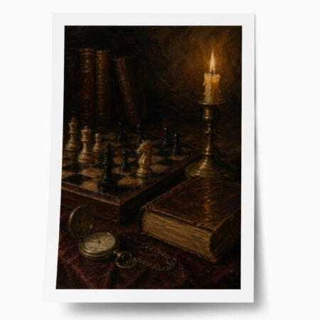 Poster VINTAGE DARK ACADEMIA CHESS - 