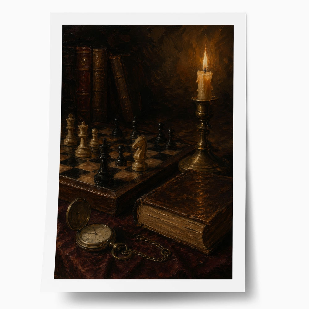 Poster VINTAGE DARK ACADEMIA CHESS