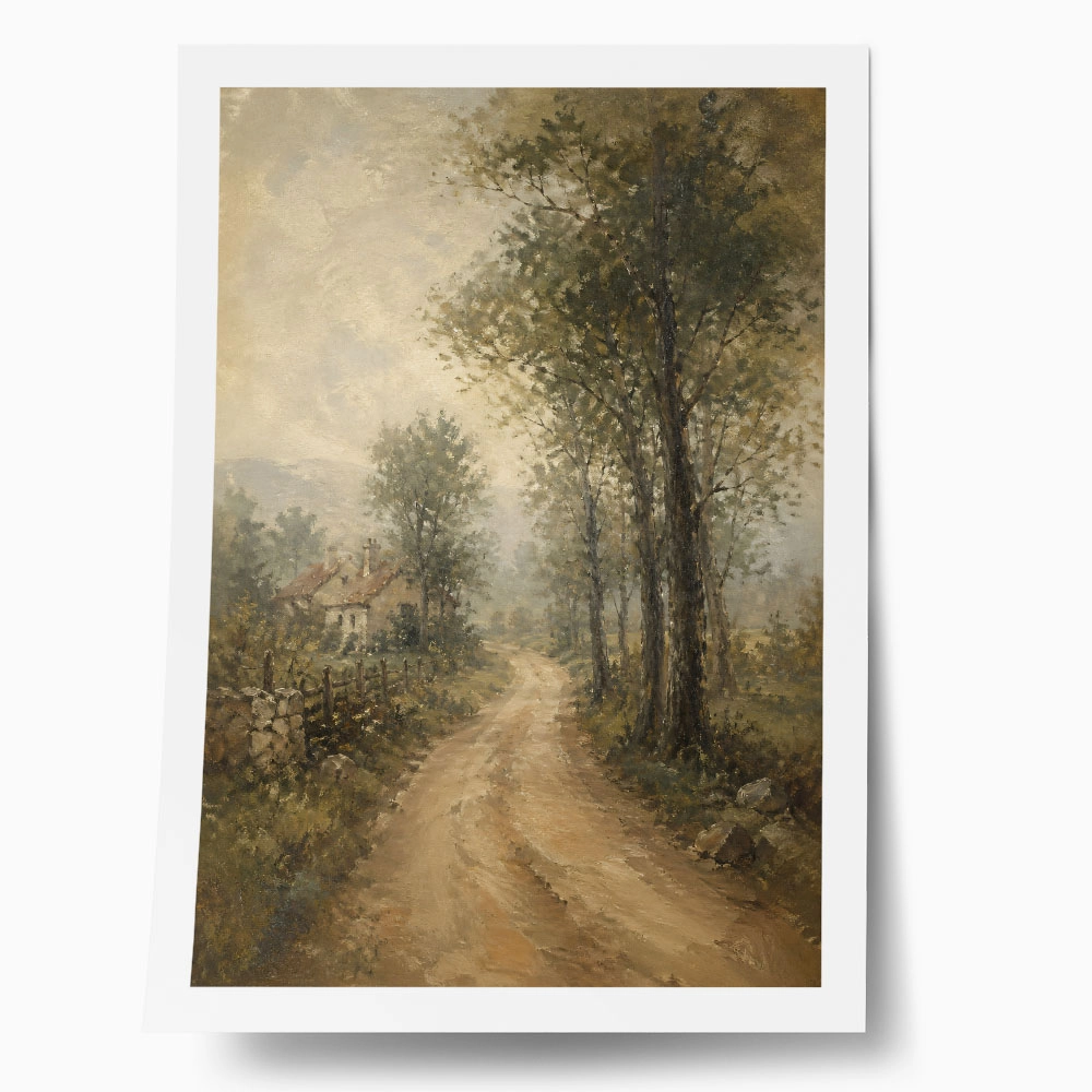 Poster VINTAGE DARK ACADEMIA COUNTRY PATH