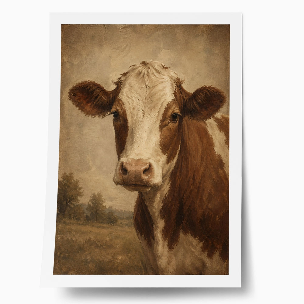 Poster VINTAGE DARK ACADEMIA COW 2