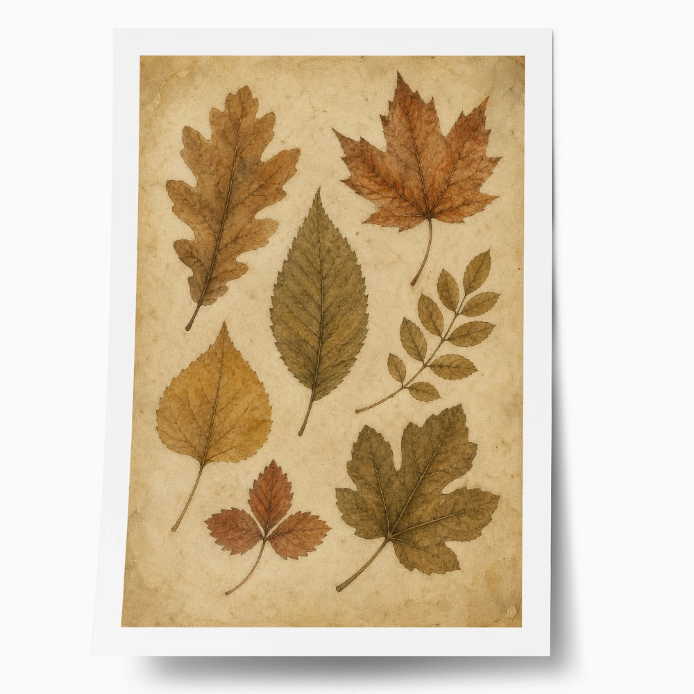 Poster VINTAGE DARK ACADEMIA DRIED LEAVES