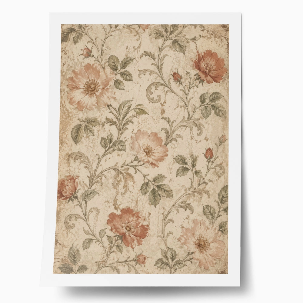 Poster VINTAGE DARK ACADEMIA FLORAL PATTERN 2