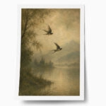 Poster VINTAGE DARK ACADEMIA FLYING BIRDS