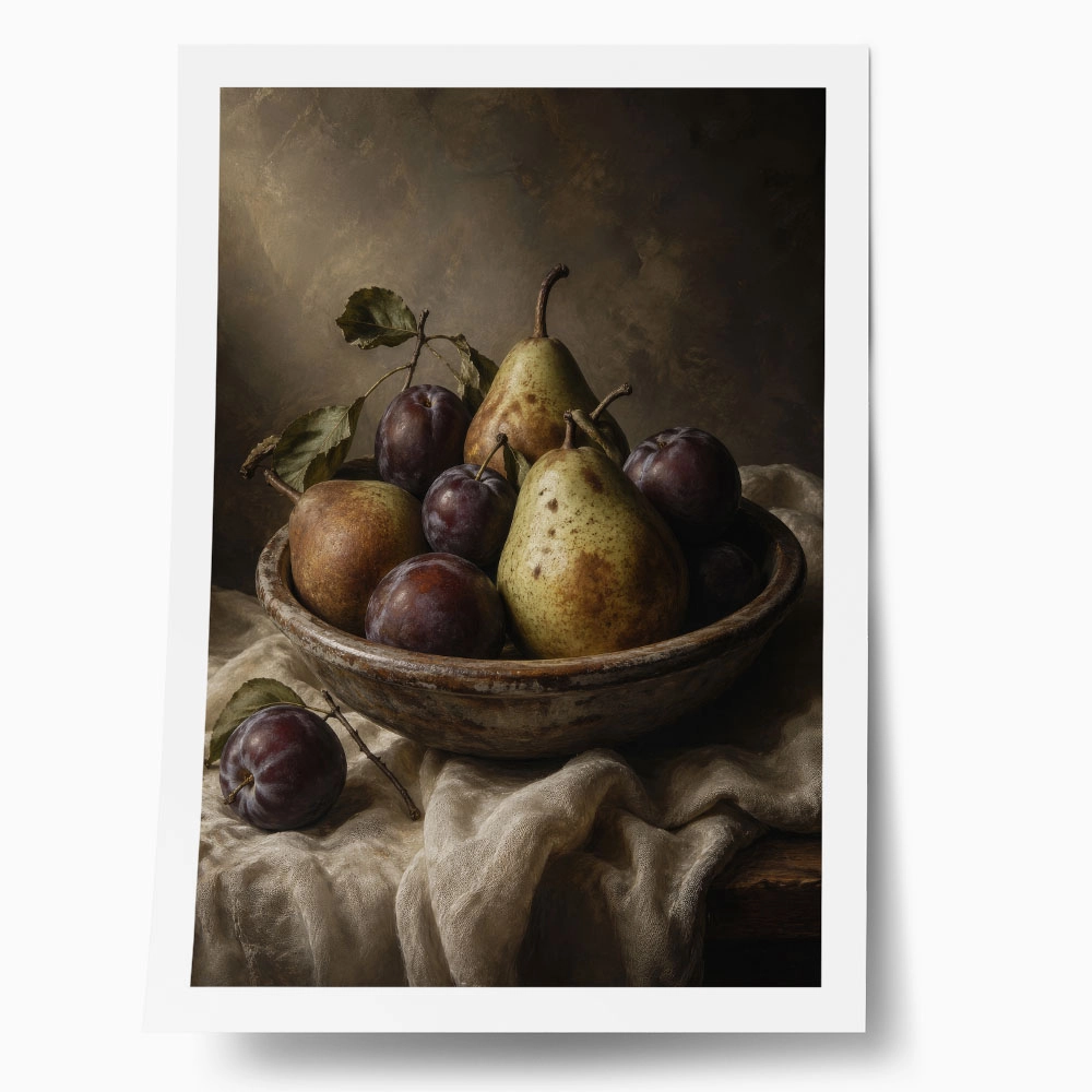 Poster VINTAGE DARK ACADEMIA FRUIT BOWL