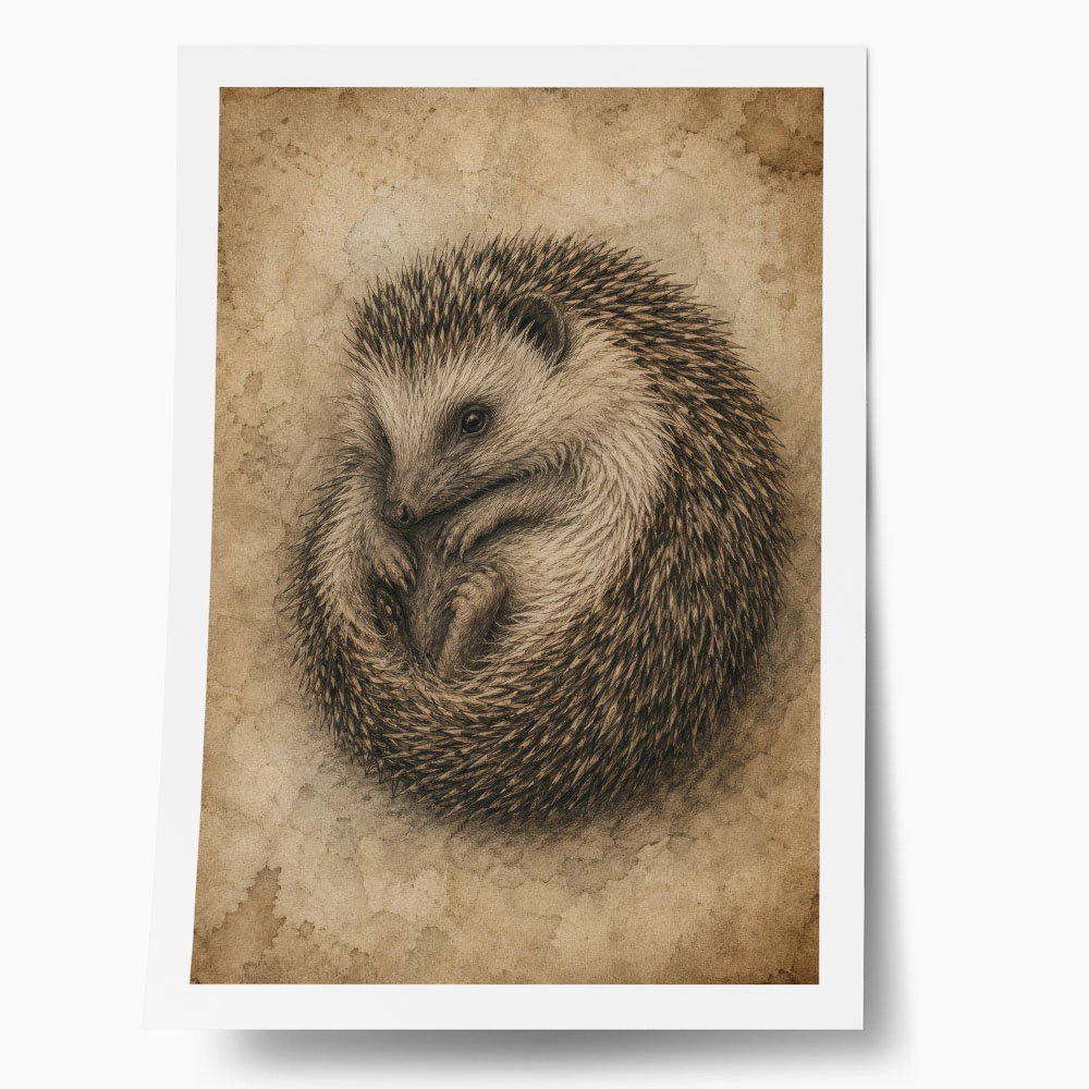 Poster VINTAGE DARK ACADEMIA HEDGEHOG