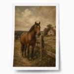 Poster VINTAGE DARK ACADEMIA HORSE 2