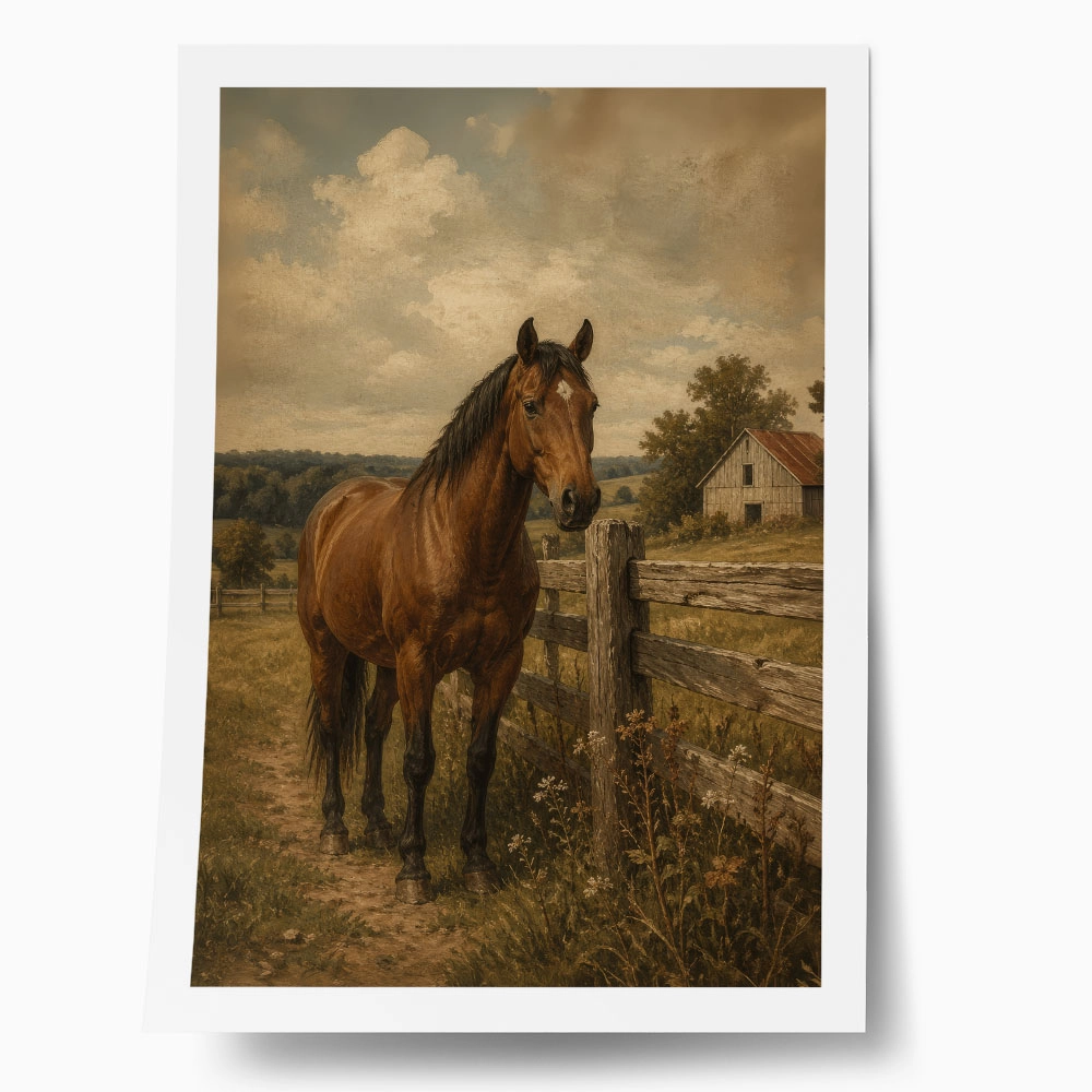 Poster VINTAGE DARK ACADEMIA HORSE 2