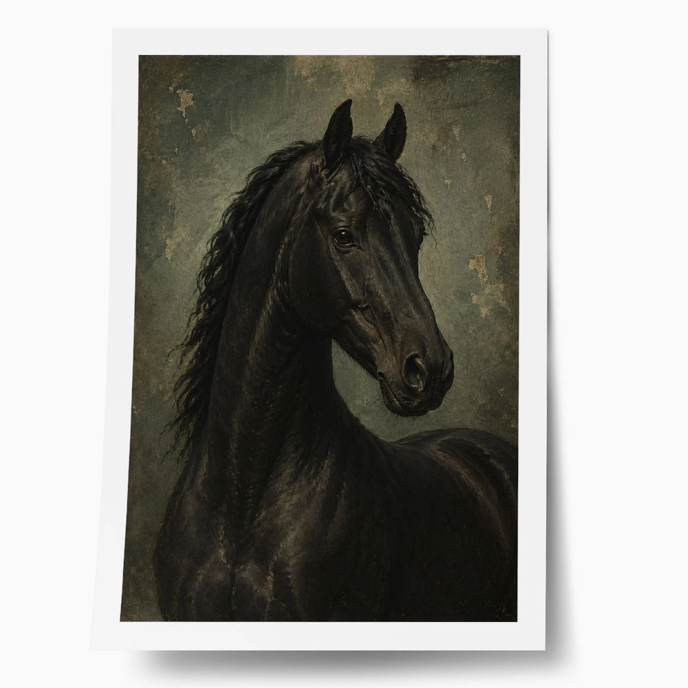 Poster VINTAGE DARK ACADEMIA HORSE 9