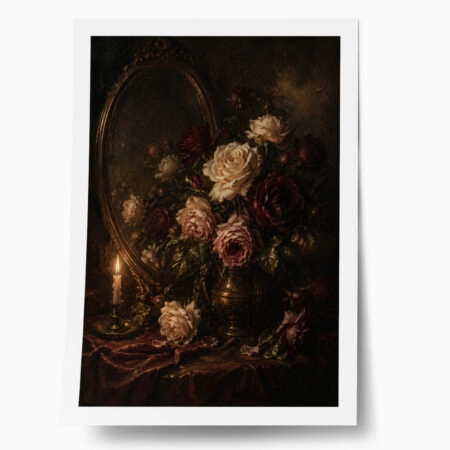 Poster VINTAGE DARK ACADEMIA MIRROR AND ROSES - 