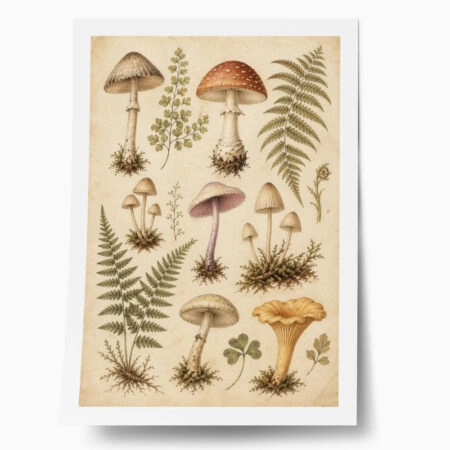 Poster VINTAGE DARK ACADEMIA MUSHROOMS - 