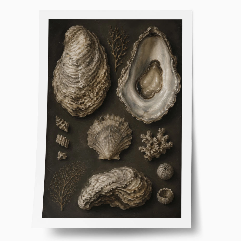 Poster VINTAGE DARK ACADEMIA OYSTERS