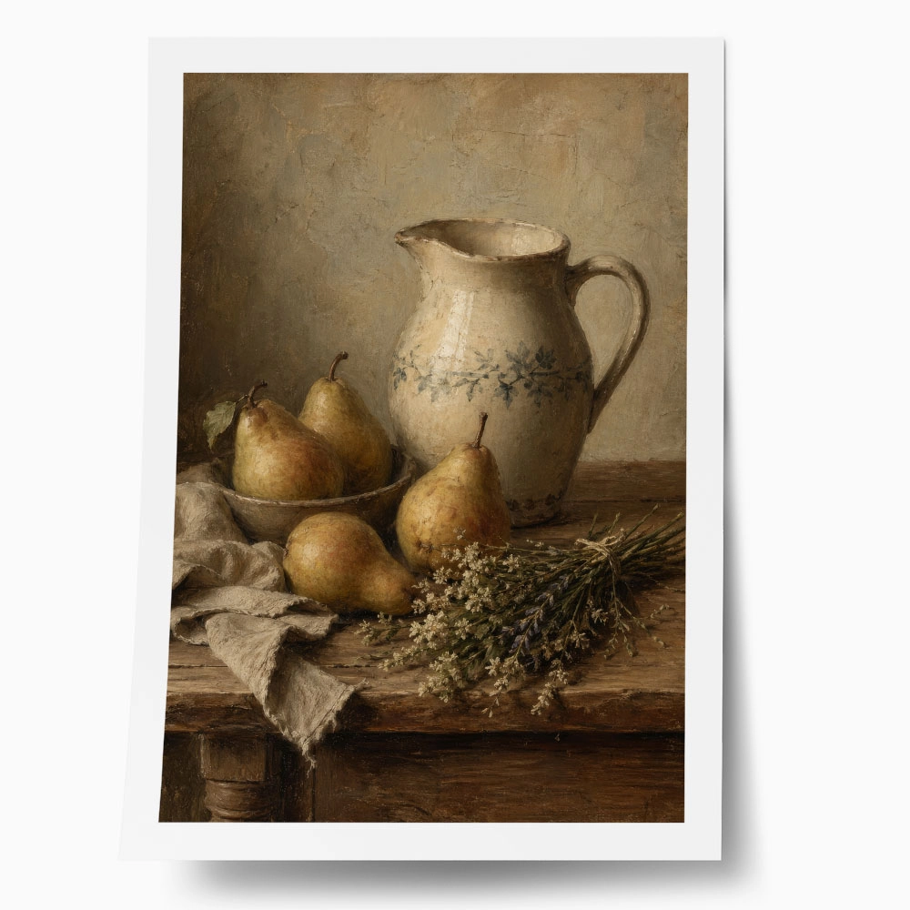 Poster VINTAGE DARK ACADEMIA PITCHER AND PEARS