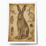 Poster VINTAGE DARK ACADEMIA RABBIT 2
