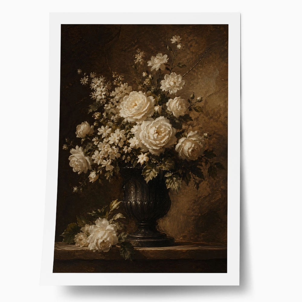 Poster VINTAGE DARK ACADEMIA ROSES VASE