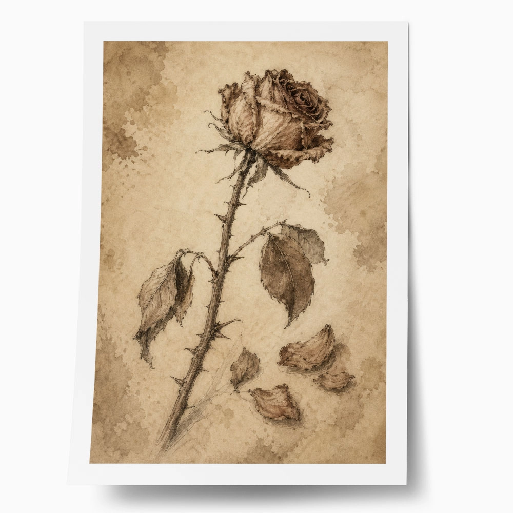 Poster VINTAGE DARK ACADEMIA ROSE