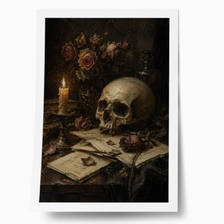 Poster VINTAGE DARK ACADEMIA SKULL 3 - 