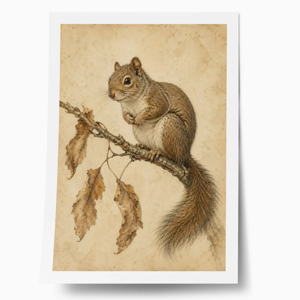 Poster VINTAGE DARK ACADEMIA SQUIRREL