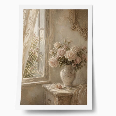 Poster VINTAGE DARK ACADEMIA VASE BY A WINDOW - 