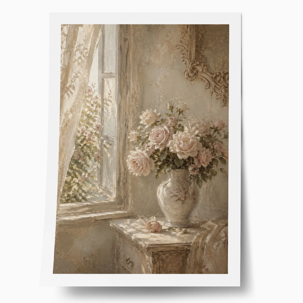 Poster VINTAGE DARK ACADEMIA VASE BY A WINDOW